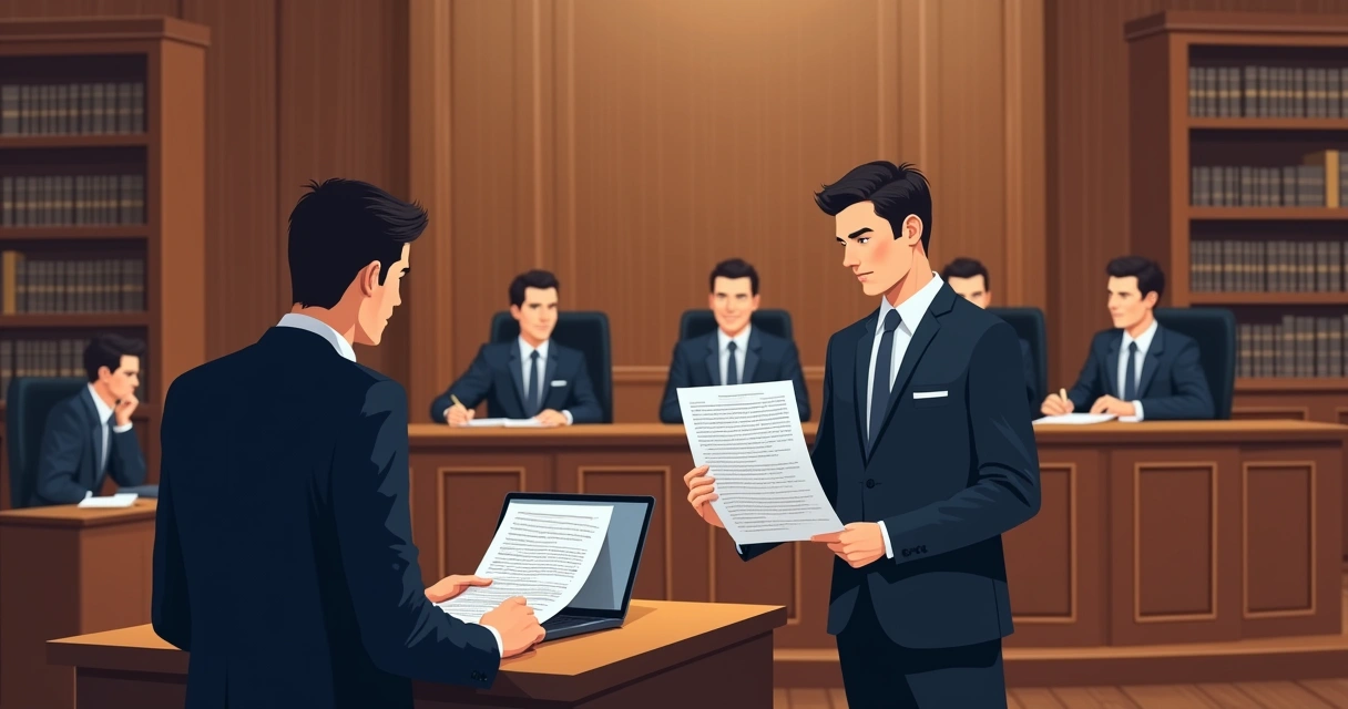 Advogado apresentando um laudo técnico durante sustentação oral no tribunal
