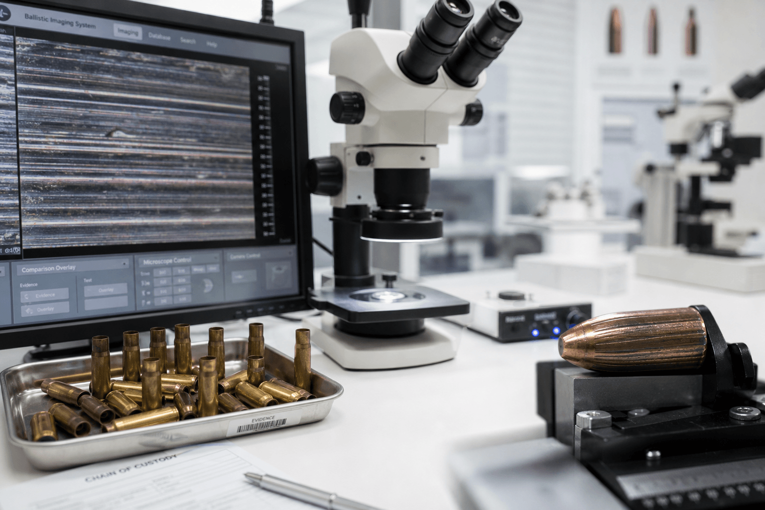 Ambiente de perícia forense e exames laboratoriais