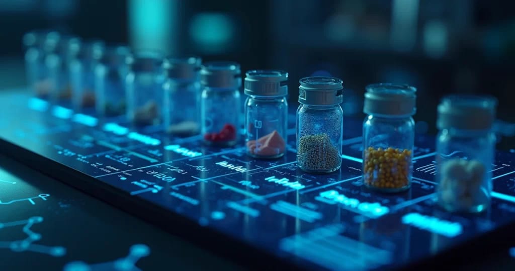 Tabela digital com 10 principais drogas detectadas em exames de toxicologia forense em painel azul e preto