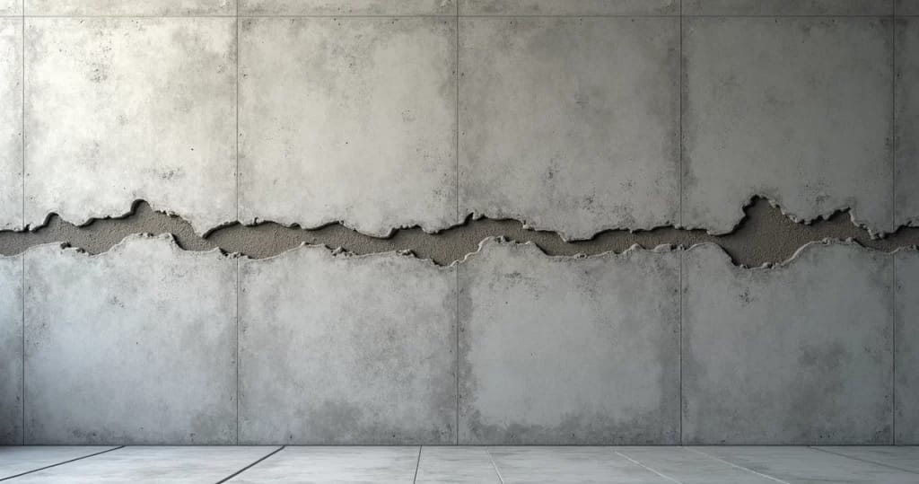 Perito inspecionando fissuras em parede de concreto em obra civil para análise de patologias