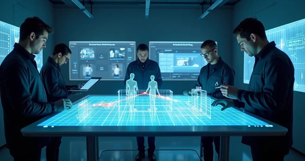 Peritos projetam reconstituição de crime violento com holograma 3D em sala escura