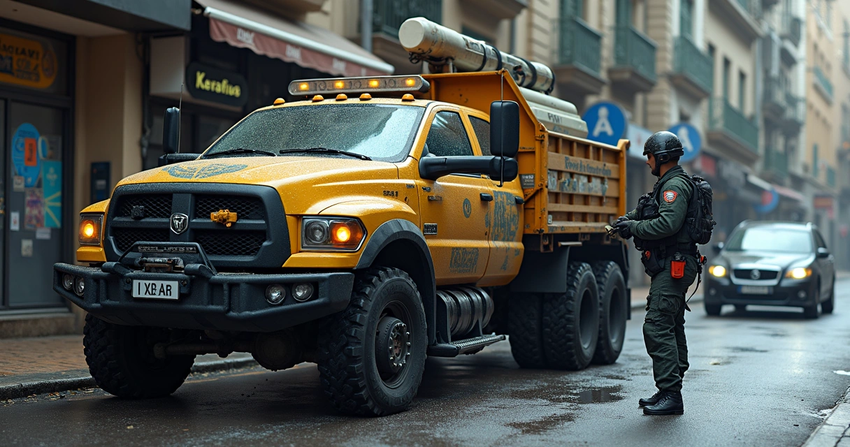 Carro amassado após colisão em cruzamento urbano com equipe forense analisando a cena