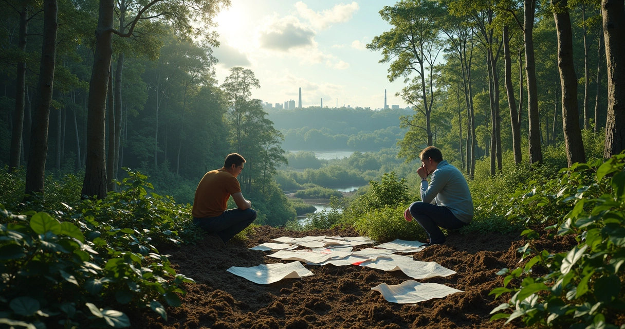 Floresta com áreas desmatadas e marcações de perícia ambiental mal realizadas