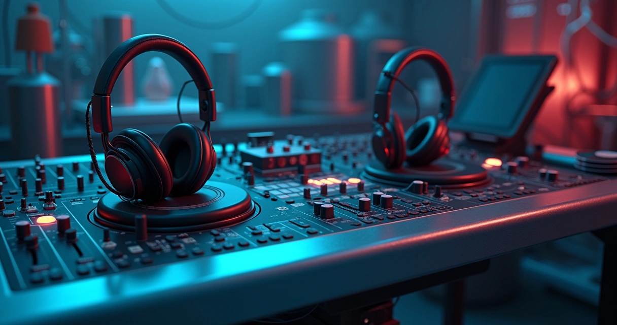 Equipamento forense digital em ambiente laboratorial com ondas sonoras em tela, ilustrando análise de áudio com cadeia de custódia