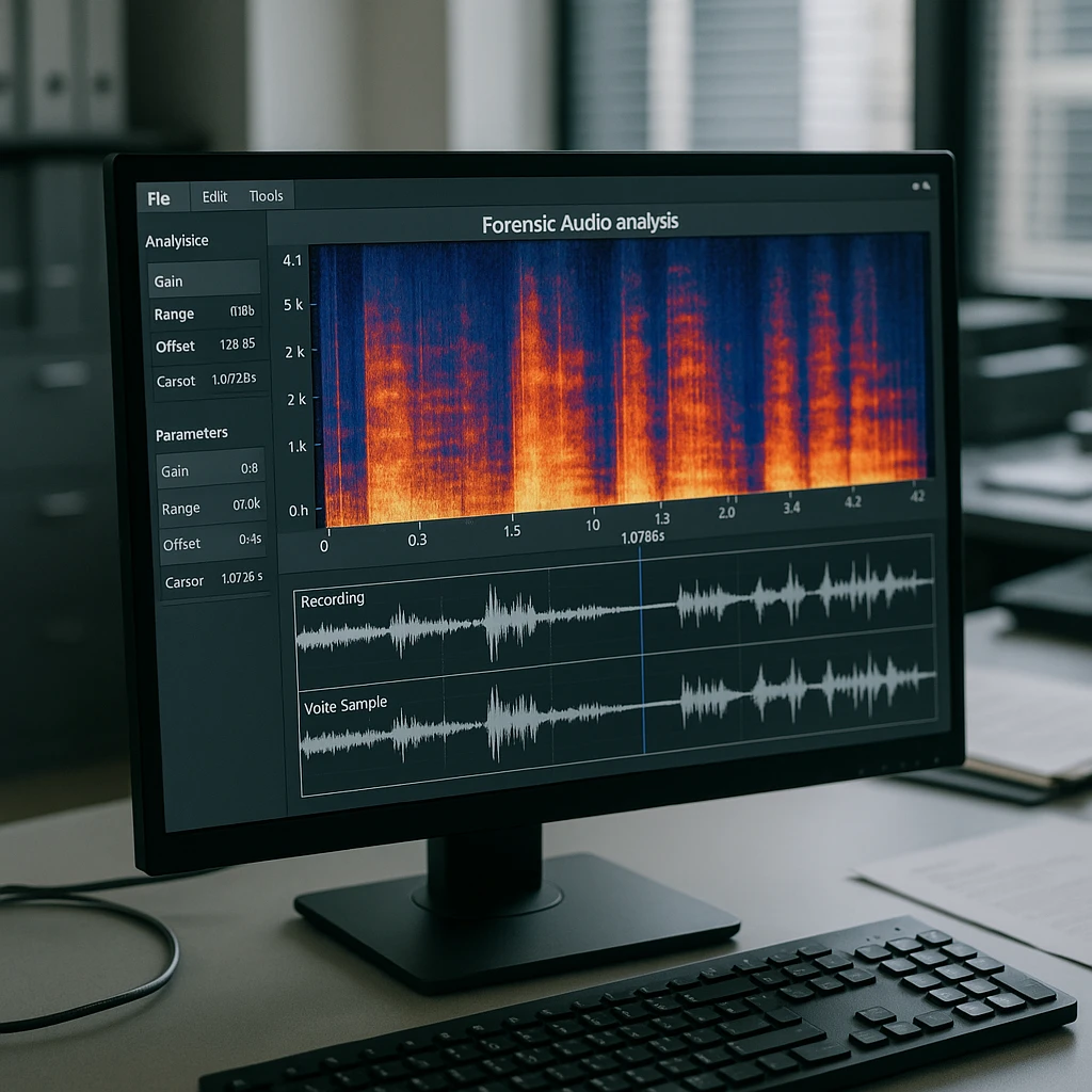 Software de análise forense de áudio com espectrograma e forma de onda