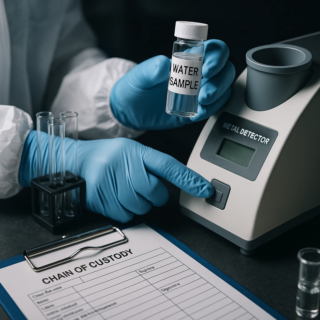 Análise laboratorial de amostras para detecção de metais pesados