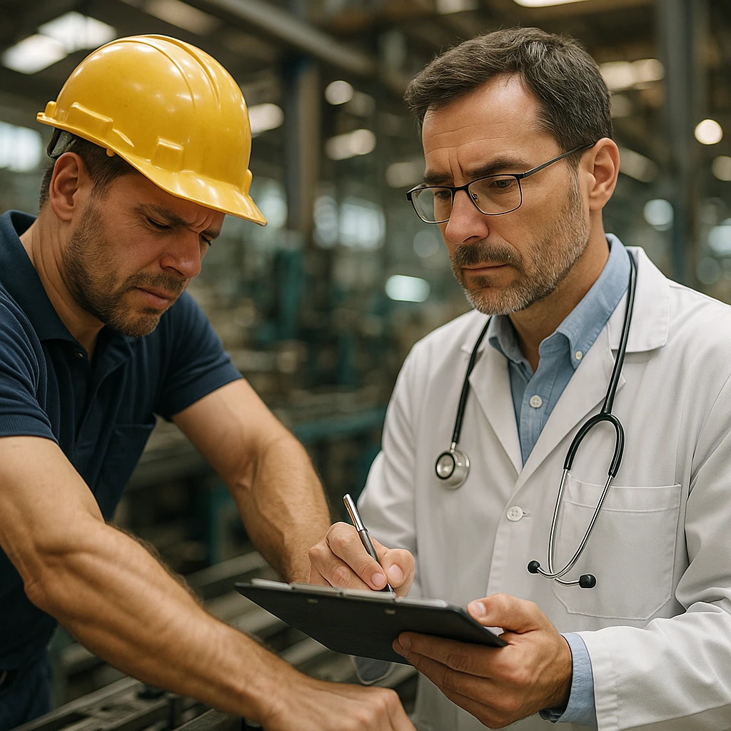 Observação de posto de trabalho e postura durante perícia ocupacional