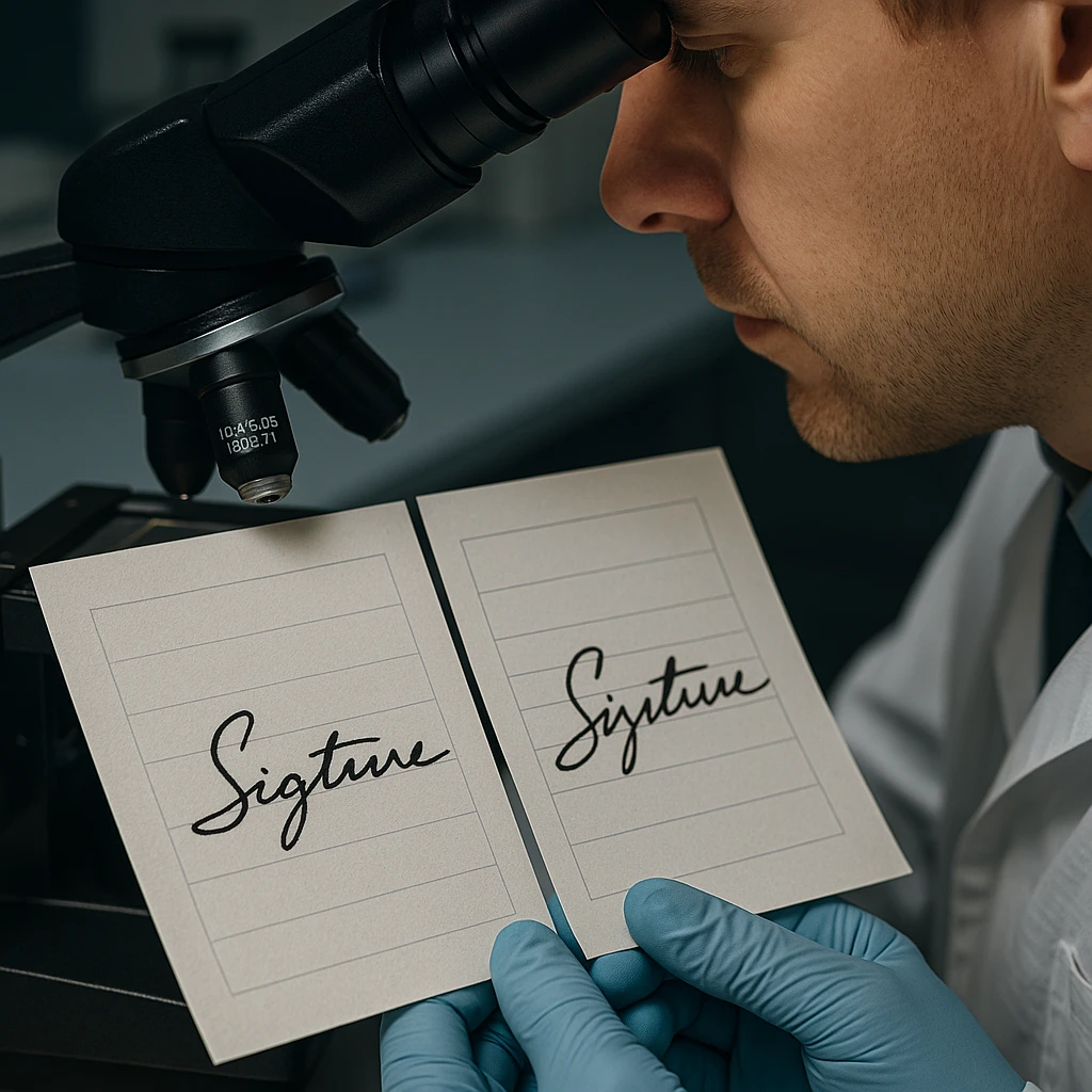Comparação de assinaturas e traços manuscritos em perícia grafotécnica