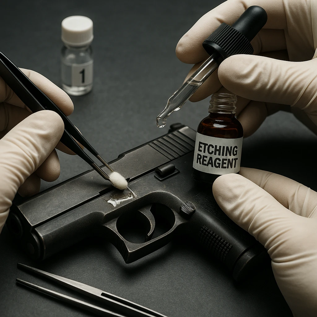 Restauração química da numeração no metal da arma