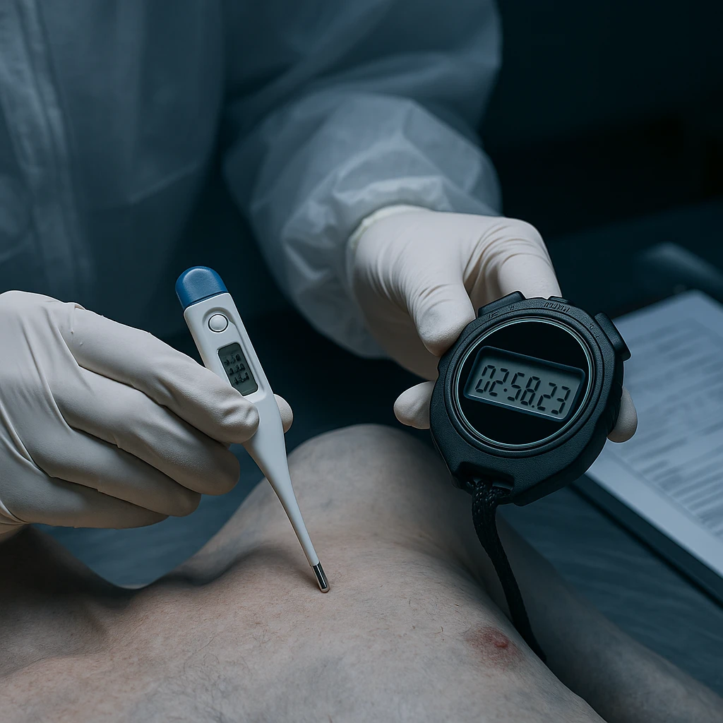 Medição de temperatura e fenômenos cadavéricos em perícia tanatológica