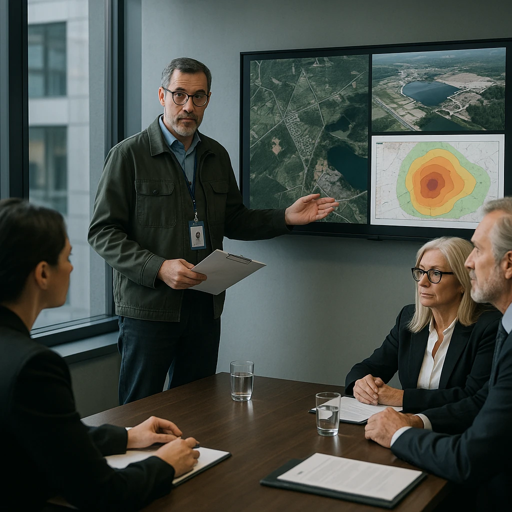 Perito ambiental apresenta laudo de dimensionamento de dano a equipe jurídica