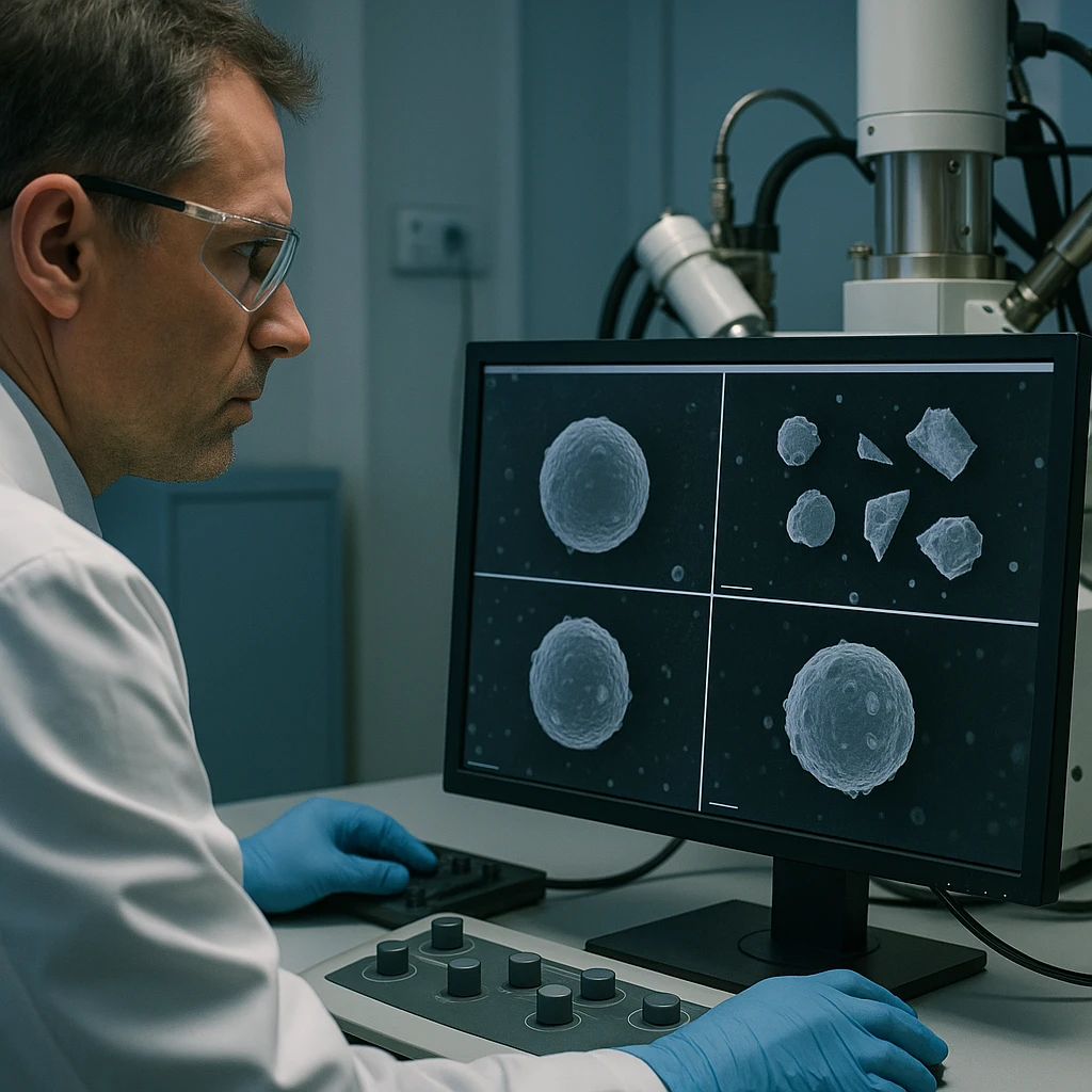 Análise de partículas características de GSR por MEV/EDS em tela de microscópio