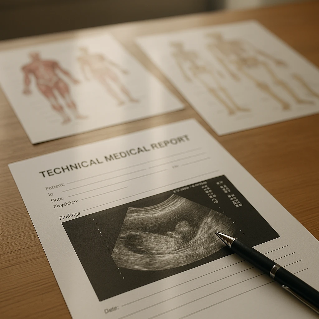 Preparação de relatório médico-legal com documentos e gráficos anatômicos